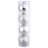 4.75 inch 4 Finish Ornament Assortment Set (Set of 4): Silver