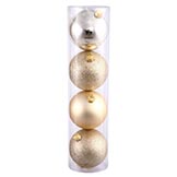 4.75 inch 4 Finish Ornament Assortment Set (set of 4): Champagne