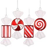 6 inch Candy Cane Christmas Ornament (set of 4): Red & White