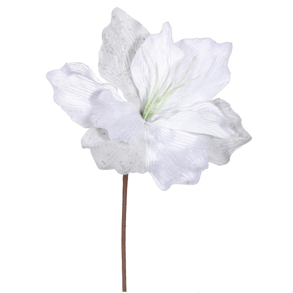 16 Inch Sparkle Amaryllis Christmas Pick