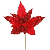 Velvet and Sequin Poinsettia Christmas Pick