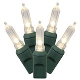 25 foot Italian LED Lights with 6 inch Spacing on Green Wire: Clear