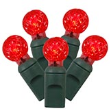 25 foot G12 LED Light Strand with 6 inch Spacing on Green Wire: Red Lights