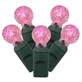 25 foot G12 LED Light Strand with 6 inch Spacing on Green Wire: Pink Lights