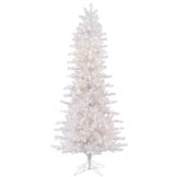 6.5 foot Crystal White Pine Slim Christmas Tree: Clear LEDs