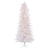 7.5 foot Crystal White Slim Christmas Tree: Clear LEDs