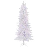 7.5 foot Crystal White Slim Tree: Multi-Colored LEDs