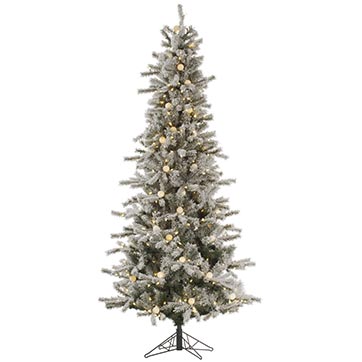 6.5 Foot Flocked Slim London Fir Tree: Italian Led & Frosted G40 ...