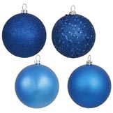 2.4 inch Shatterproof Blue 4 Finish Plastic Christmas Ball Ornament (Set of 24)