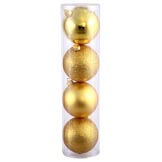 2.4 inch Shatterproof Gold 4 Finish Plastic Christmas Ball Ornament (Set of 24)