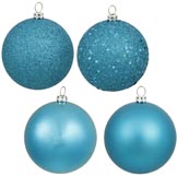 2.4 inch Shatterproof Turquoise 4 Finish Christmas Ball Ornament (Set of 24)