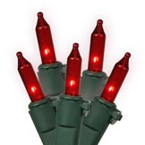 9 foot 100 Red Light Christmas Icicle Set w/ Green Wire: Mini Lights