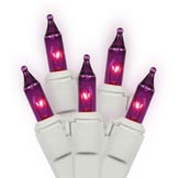 9 foot 100 Purple Light Christmas Icicle Set w/ White Wire: Mini Lights