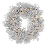 30 inch Alberta Flocked Wreath: Clear LEDs