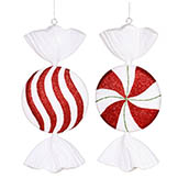 13 inch Red, White, Green Peppermint Candy Ornament (Set of 2)