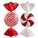 37 inch Red, White Peppermint Candy Ornament (Set of 2)