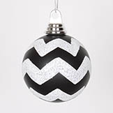 4 inch Black, White Matte Glitter Ball Ornament (Set of 4)