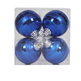 4 inch Blue Shiny-Matte Mirror Ball Ornament (Set of 4)