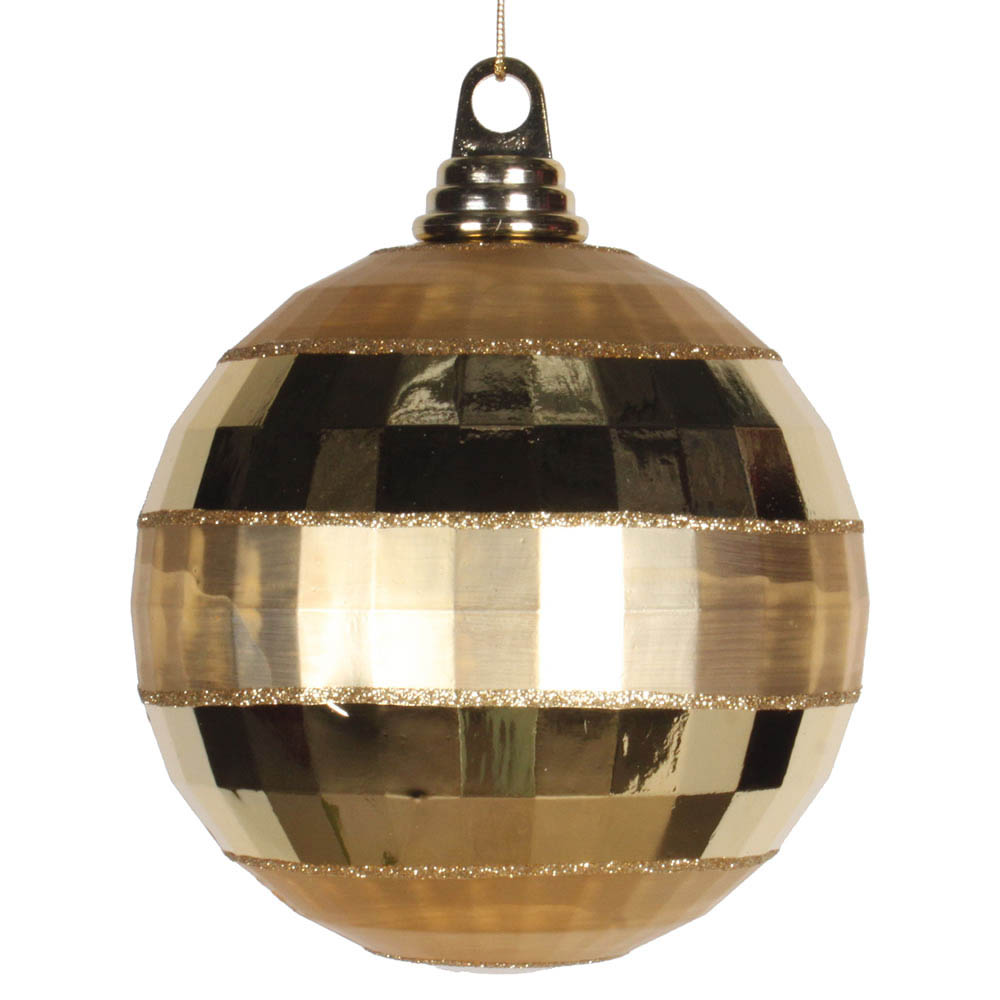 5.5 inch Gold Shiny-Matte Mirror Ball Ornament | M151608