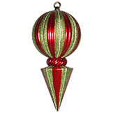 12 inch Red-Lime Striped Ball Finial Ornament