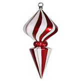 12 inch Red-White Striped Diamond Finial Ornament