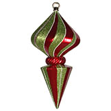 12 inch Red-Lime Striped Diamond Finial Ornament