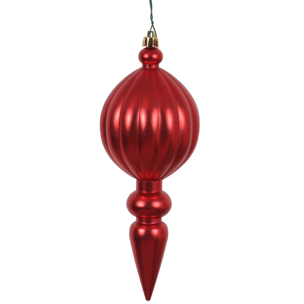 8.25 inch Matte Burgundy UV Protected Finial Ornament (Set of 6 ...