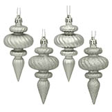 4 inch Silver Assorted Finial Ornaments (Set of 8)