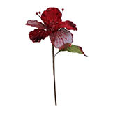 21 inch Velvet Hibiscus Flower Pick with 6 inch Flower