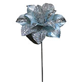 31 inch Silver Glitter Magnolia Flower Pick with 13 inch Flower