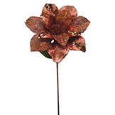 31 inch Chocolate Glitter Magnolia Flower Pick with 13 inch Flower