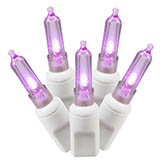 34 foot Italian LED White Light Strand - 4 inch spacing: 100 Purple Lights