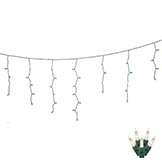 9 foot M5 LED Green Icicle Light Strand - 3.5 inch spacing: Clear Lights